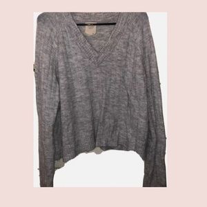 Womens Sweater | Multi-wear | Off-shoulder | Size L | Heather Grey